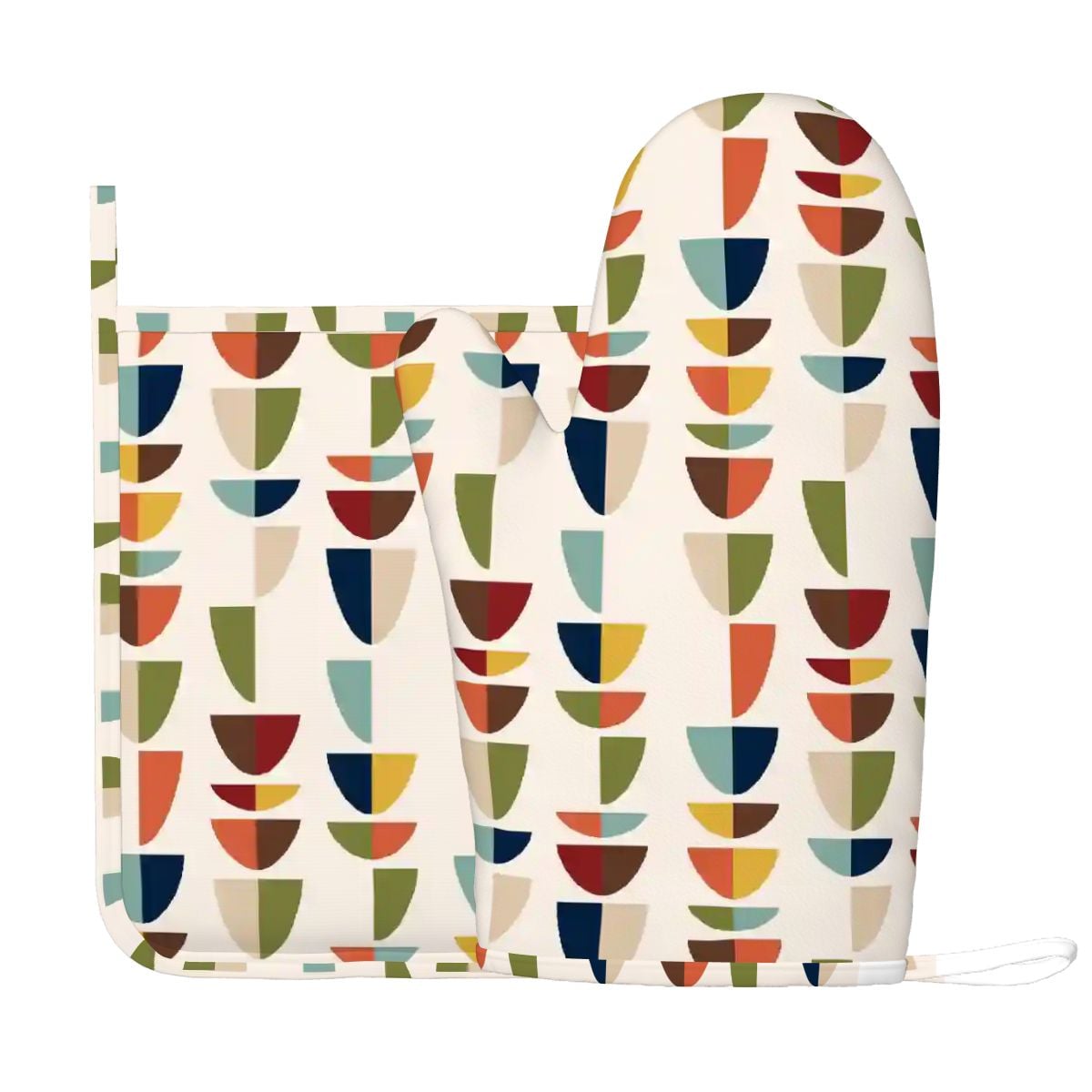 Kate McEnroe New York Mid Century Modern Retro Geometric MCM Pot Holder SetOven Mitts & Pot Holder SetOBB166letJ