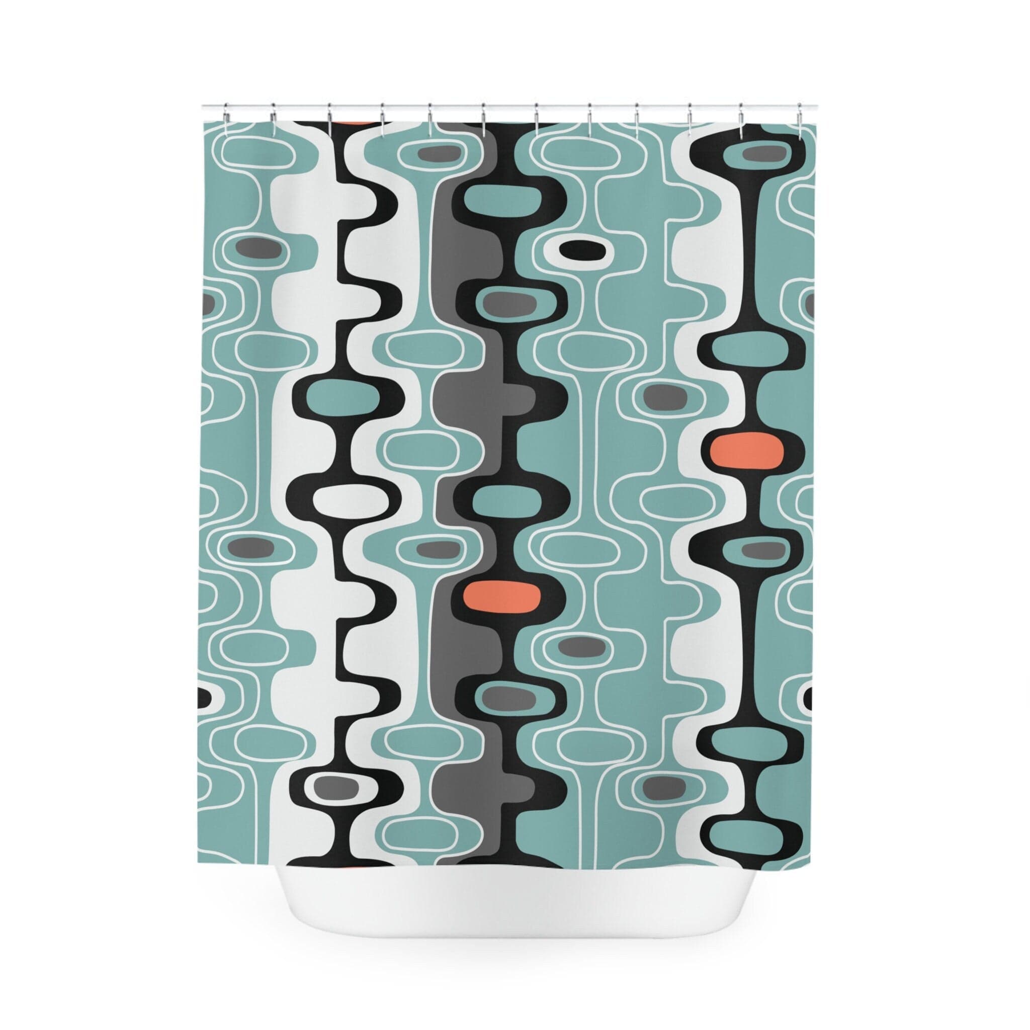 Kate McEnroe New York Mid Century Modern Retro Geometric Shower Curtain, MCM Abstract Oval Bathroom Curtain, Housewarming Gift, Bathroom DecorShower CurtainsS40 - BLU - BLA - 7X7