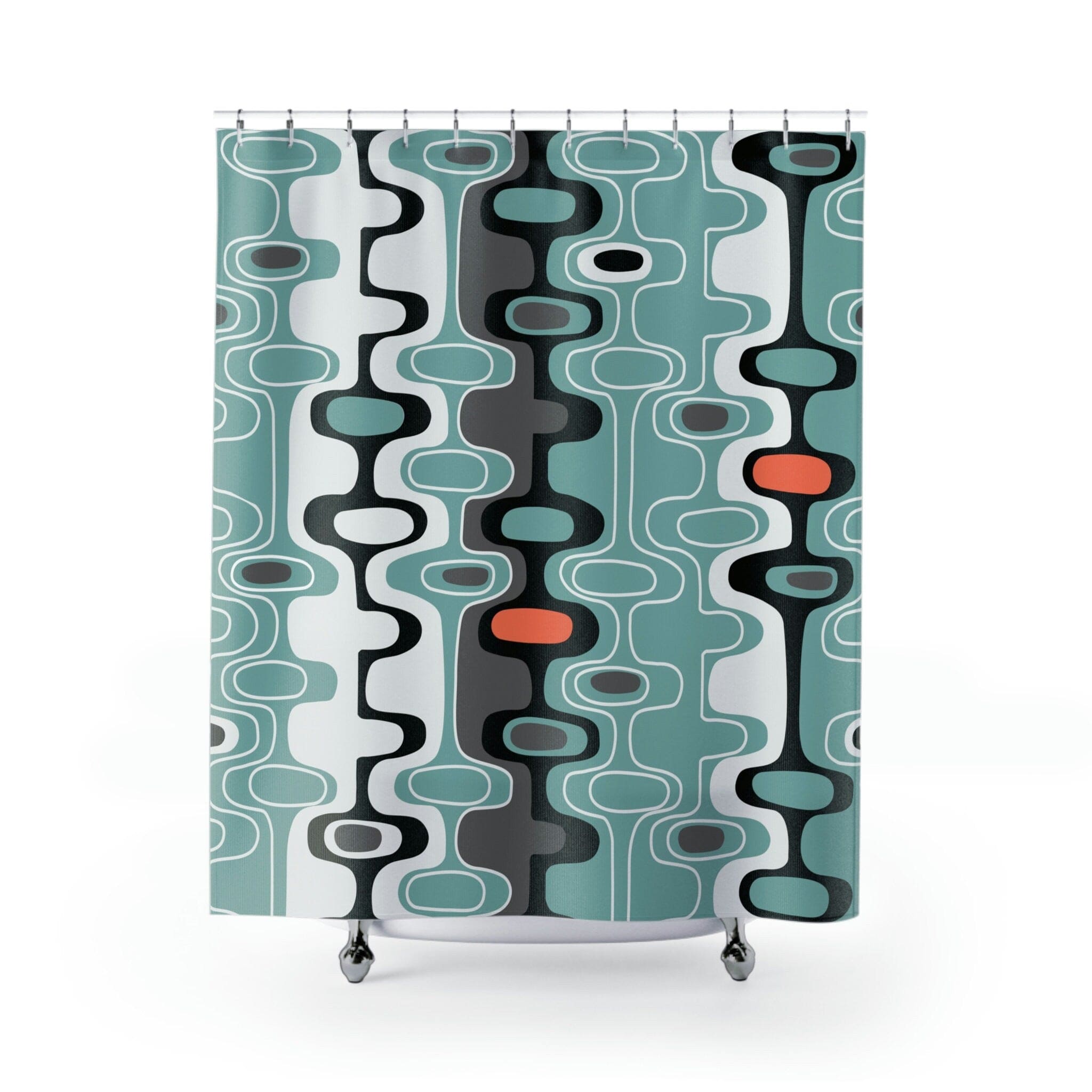 Kate McEnroe New York Mid Century Modern Retro Geometric Shower Curtain, MCM Abstract Oval Bathroom Curtain, Housewarming Gift, Bathroom DecorShower CurtainsS40 - BLU - BLA - 7X7