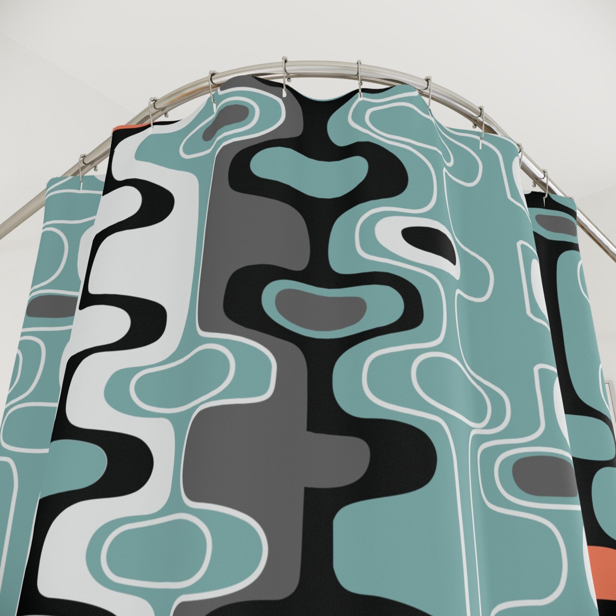 Kate McEnroe New York Mid Century Modern Retro Geometric Shower Curtain, MCM Abstract Oval Bathroom Curtain, Housewarming Gift, Bathroom DecorShower CurtainsS40 - BLU - BLA - 7X7