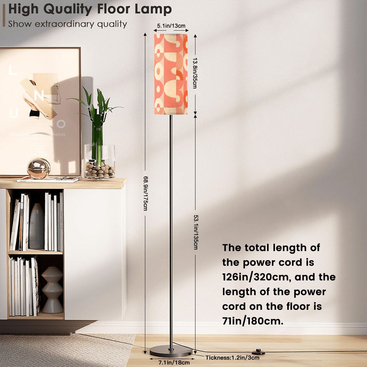 Kate McEnroe New York Mid Century Modern Retro Geometric Slim Floor Lamp, 70s Mod LightingSlim Floor LampslyRt4Czh0K