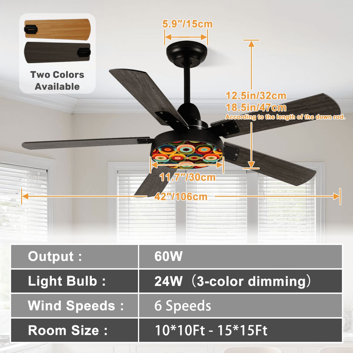 Kate McEnroe New York Mid Century Modern Retro Orb Ceiling Fan with Light, 50s Psychedelic FixtureCeiling FansKkG3GEvVrt