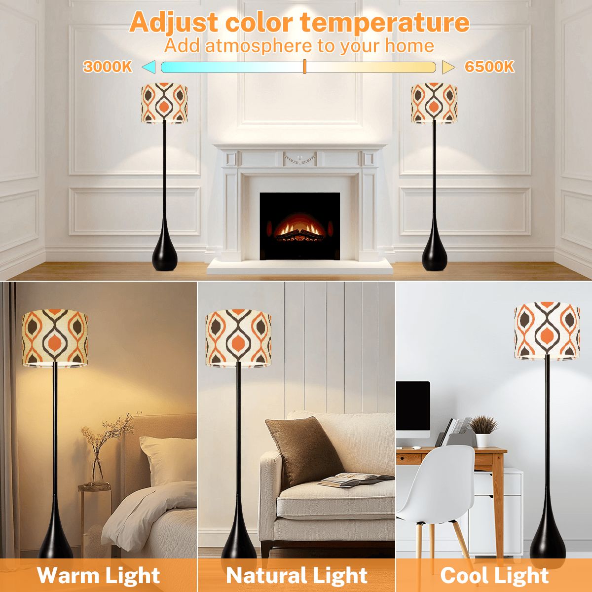 Kate McEnroe New York Mid Century Modern Retro Teardrop Floor Lamp, 70s Mod Geometric Accent LightFloor LampsDf6SLrotFA