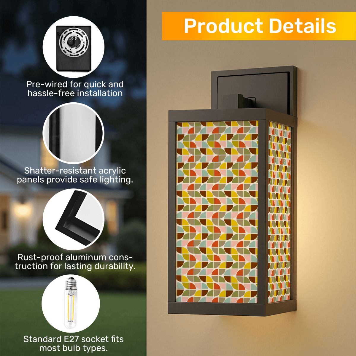 Kate McEnroe New York Mid Century Modern Retro Vintage Geometric Outdoor Wall SconceOutdoor Wall LightsWA5rjnZktL