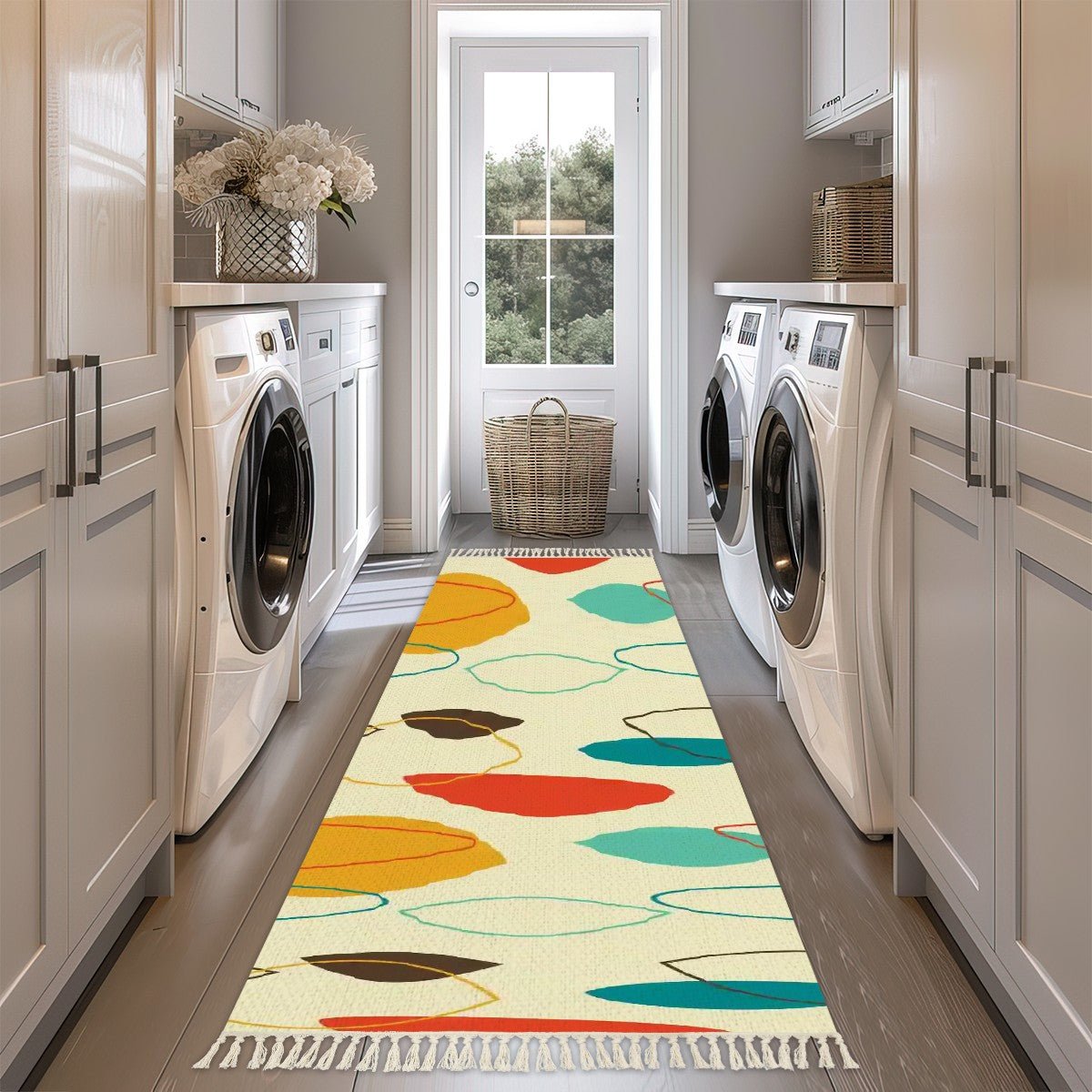 Kate McEnroe New York Mid Century Modern Runner Rug, Retro Geometric Boomerang Design Hallway Accent, 1950s Atomic Style Floor DecorRugs & MatsCWKIC0qCLC