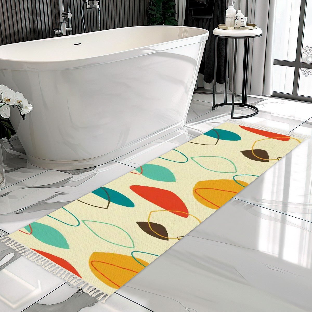 Kate McEnroe New York Mid Century Modern Runner Rug, Retro Geometric Boomerang Design Hallway Accent, 1950s Atomic Style Floor DecorRugs & MatsCWKIC0qCLC