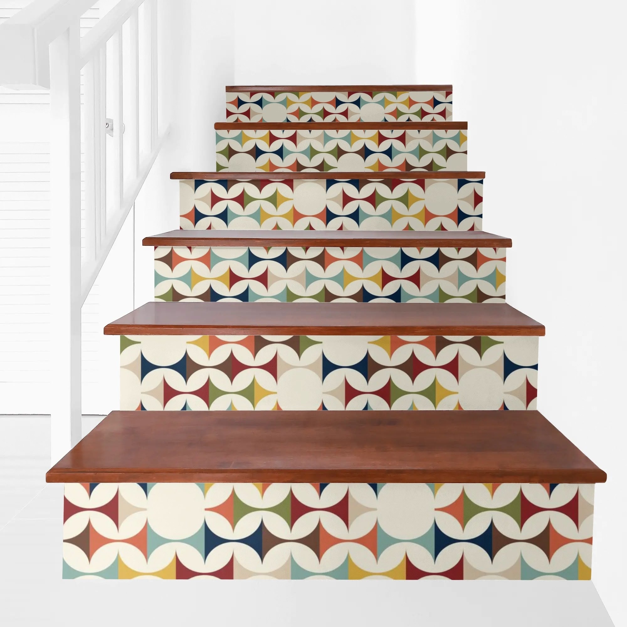 Kate McEnroe New York Mid Century Modern Scandinavian Danish Modern Peel And Stick 6pcs Stair Risers, Retro MCM Home DecorStair RisersWQJ0318N - 1