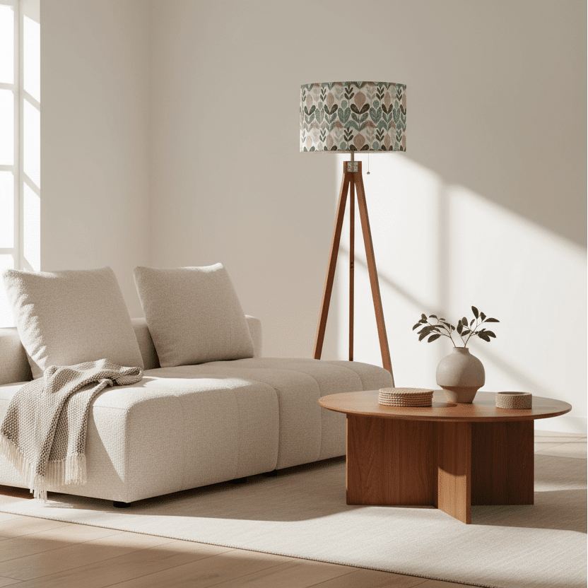 Kate McEnroe New York Mid Century Modern Scandinavian Floral Tripod Floor Lamp, Retro Botanical Accent LightingTripod Floor Lampsn57Rls5lJ2