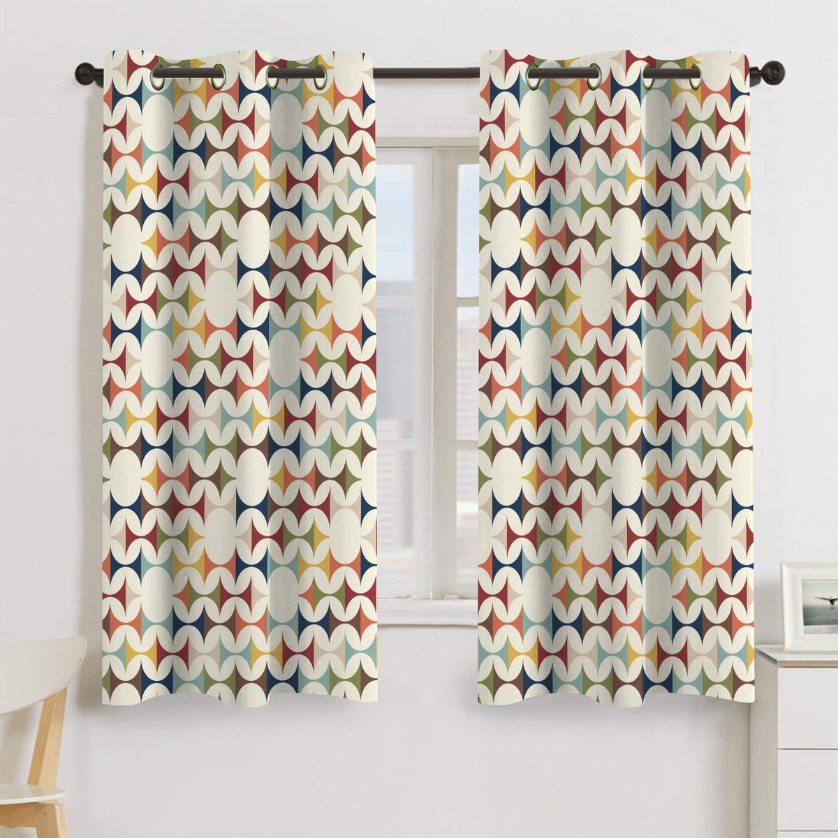 Kate McEnroe New York Mid Century Modern Scandinavian Geometric Grommet Curtain PanelsWindow CurtainsD3458529