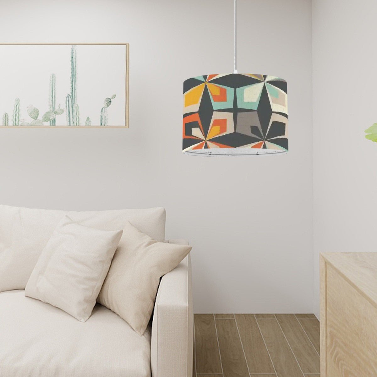 Kate McEnroe New York Mid Century Modern Scandinavian Geometric Pendant Lamp, Retro 50s Hanging Light, Vintage Abstract Drum Light FixtureCeiling LightinguxJNqZVF4L