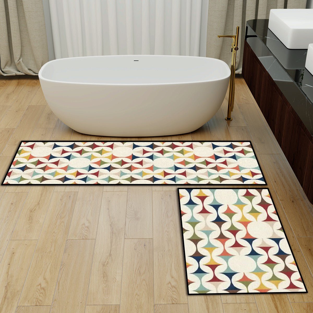 Kate McEnroe New York Mid Century Modern Scandinavian Mat Set, Danish Modern Retro Kitchen Bath Floor MatsKitchen Floor MatsNxuOHGY5CR