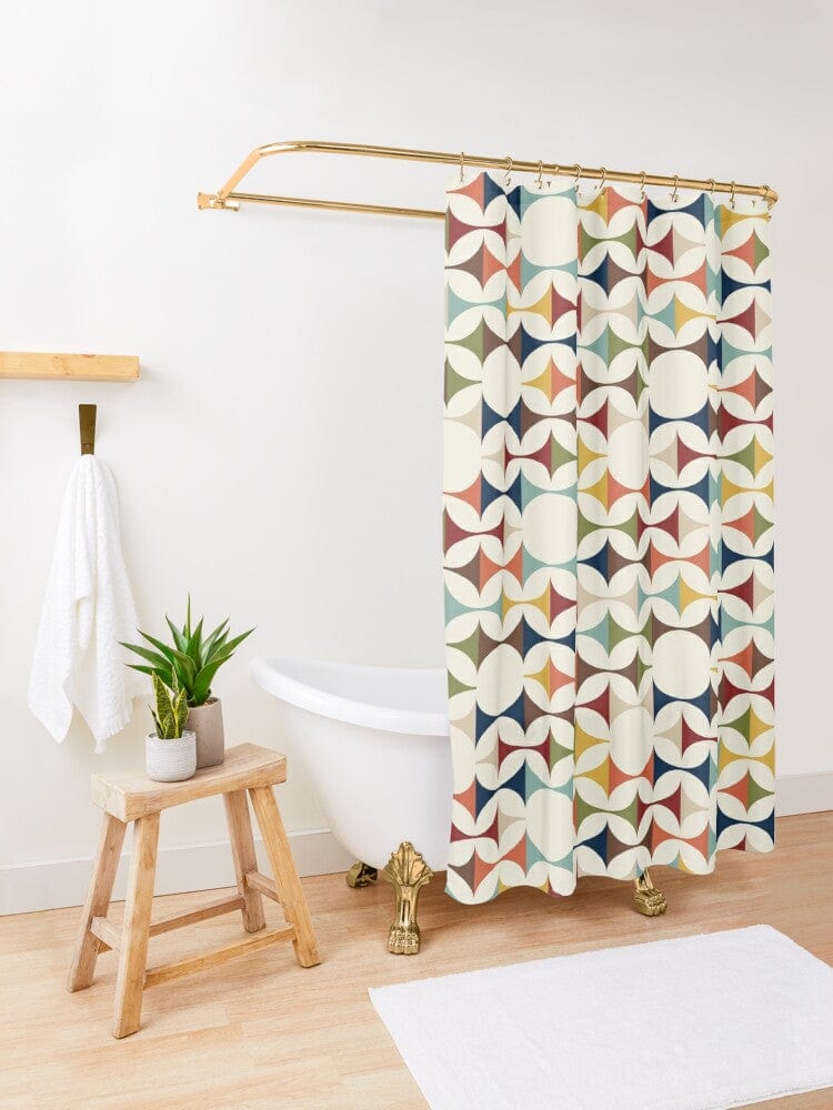 Kate McEnroe New York Mid Century Modern Shower Curtain, 50s MCM Retro Chic Bathroom Decor, Colorful Bath AccentShower Curtains26858179596812182072