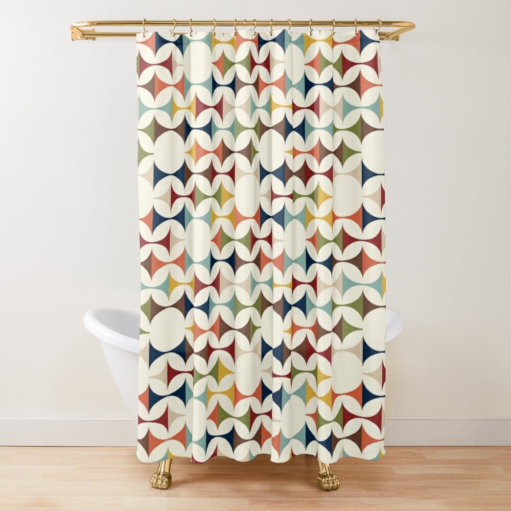 Kate McEnroe New York Mid Century Modern Shower Curtain, 50s MCM Retro Chic Bathroom Decor, Colorful Bath AccentShower Curtains26858179596812182072