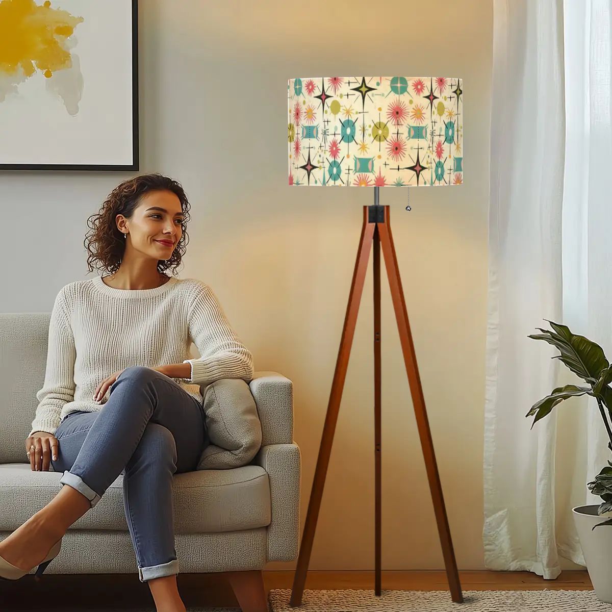 Kate McEnroe New York Mid Century Modern Sputnik Atomic Starburst Tripod Floor LampTripod Floor LampsH6O3iYhZiF