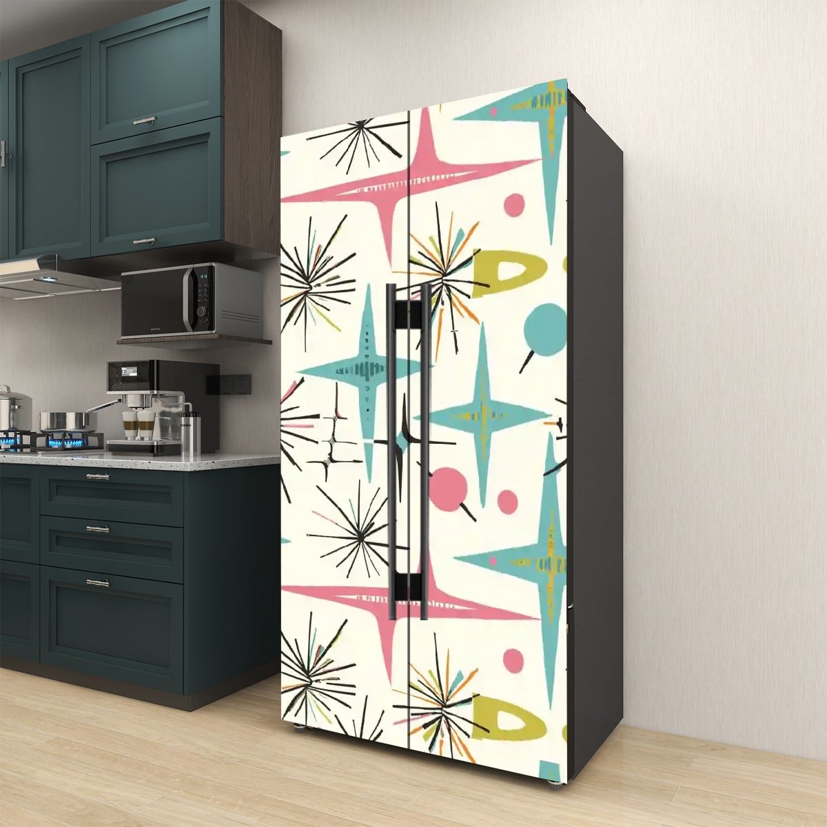 Kate McEnroe New York Mid Century Modern Starburst 1950s Space Age Retro Refrigerator WrapRefrigerator WrapsZTEauSICaj