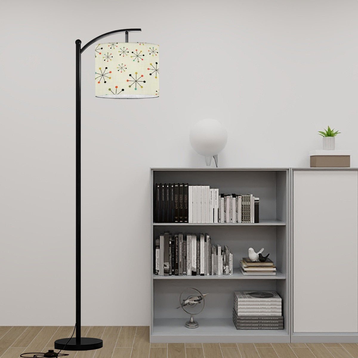 Kate McEnroe New York Mid Century Modern Starburst Arc Floor Lamp, 50s Retro Lighting, Atomic Age Accent LampFloor LampsRVXGe6lwDc