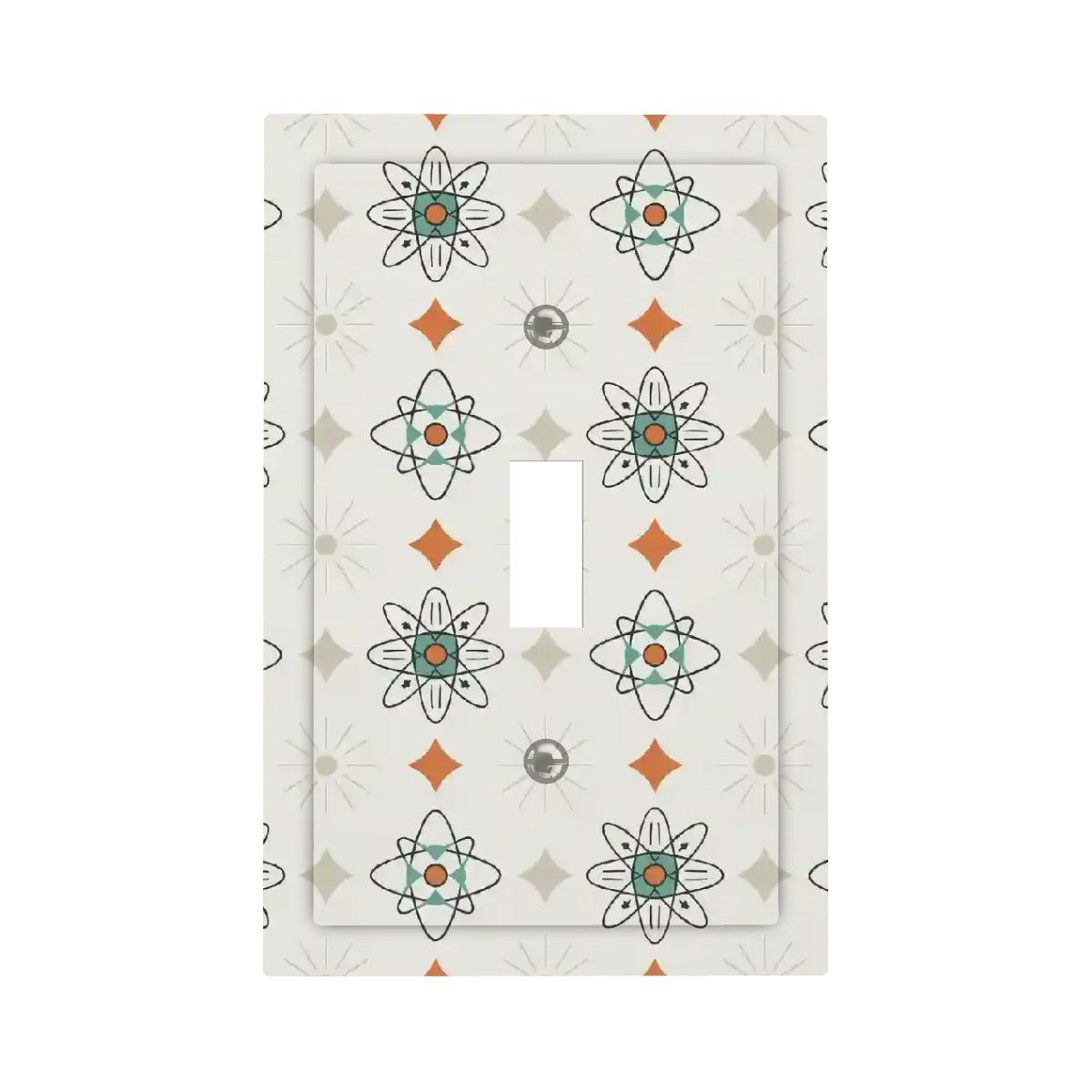 Kate McEnroe New York Mid Century Modern Starburst Atomic Switch Plate Retro Cream TealSwitch PlatesWHOCFBgA8t
