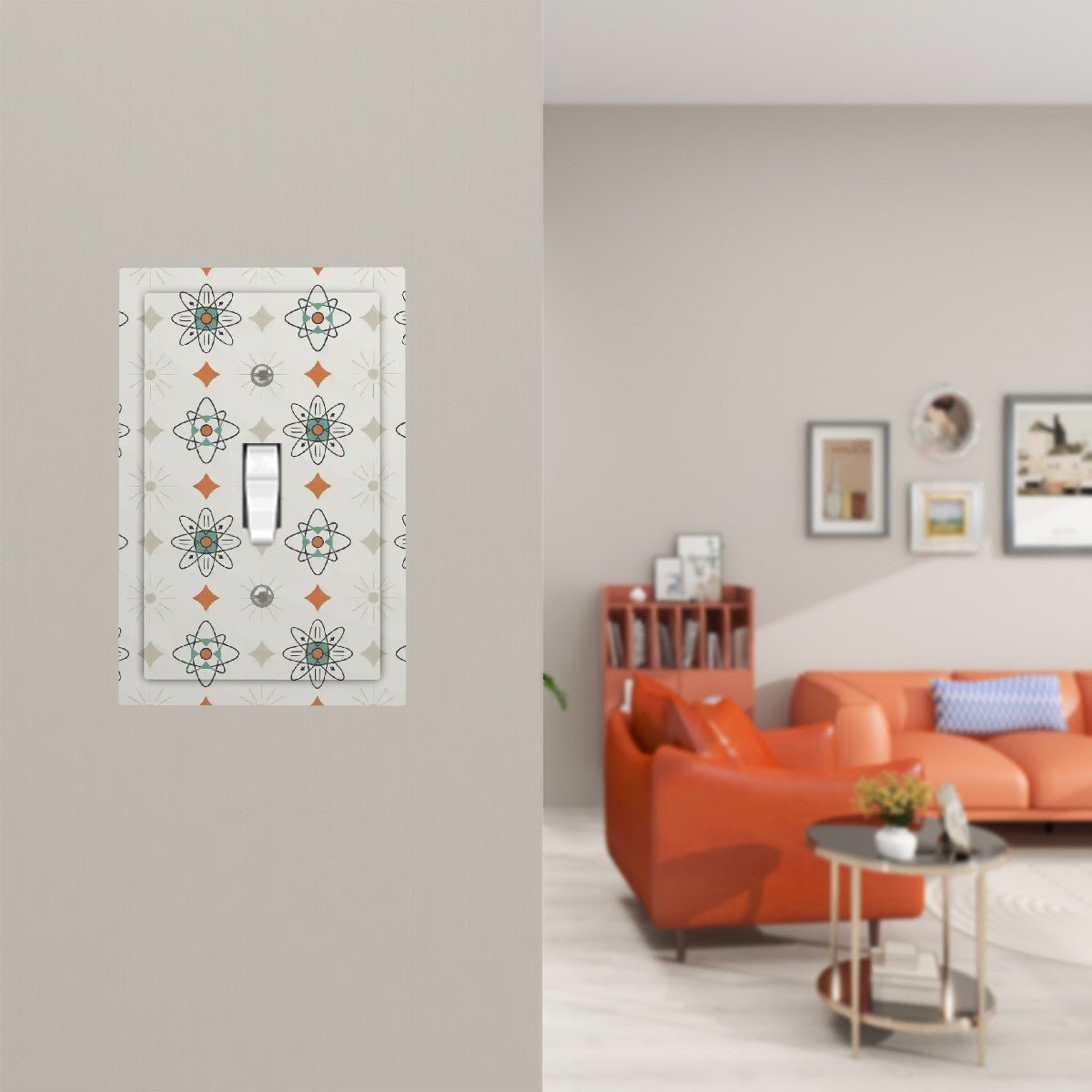 Kate McEnroe New York Mid Century Modern Starburst Atomic Switch Plate Retro Cream TealSwitch PlatesWHOCFBgA8t