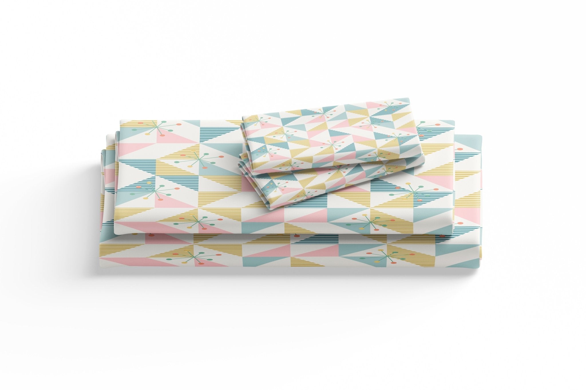 Kate McEnroe New York Mid Century Modern Starburst Bed Sheet Set, Retro Geometric MCM Cotton BeddingBed Sheet Set