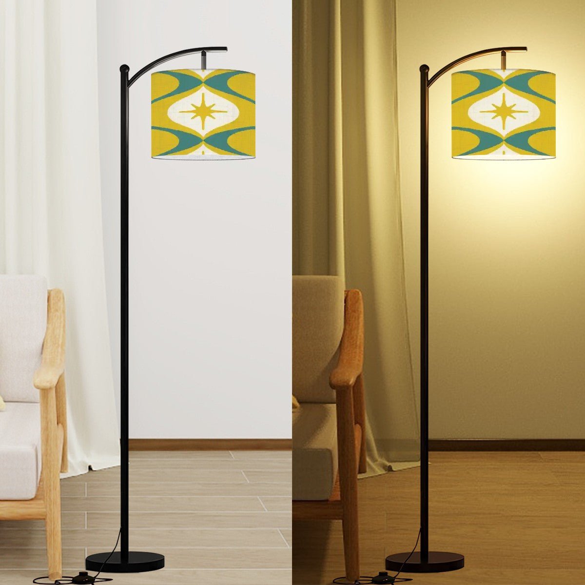 Kate McEnroe New York Mid Century Modern Starburst Boomerang Arc Floor Lamp, Retro Atomic Age LightingFloor LampsbzbdmBFkon