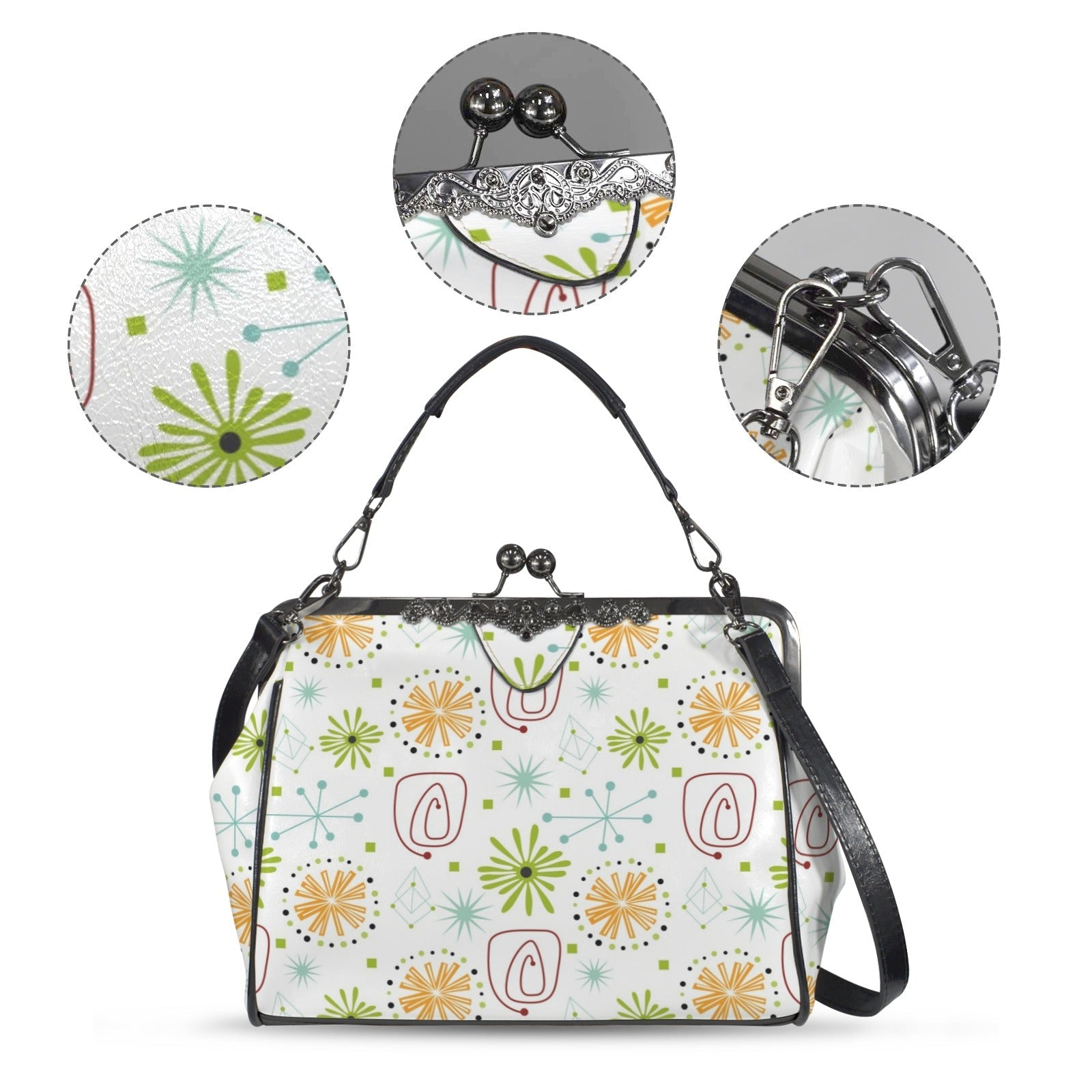 Kate McEnroe New York Mid Century Modern Starburst Kiss Lock HandbagCrossbody BagsD3274947