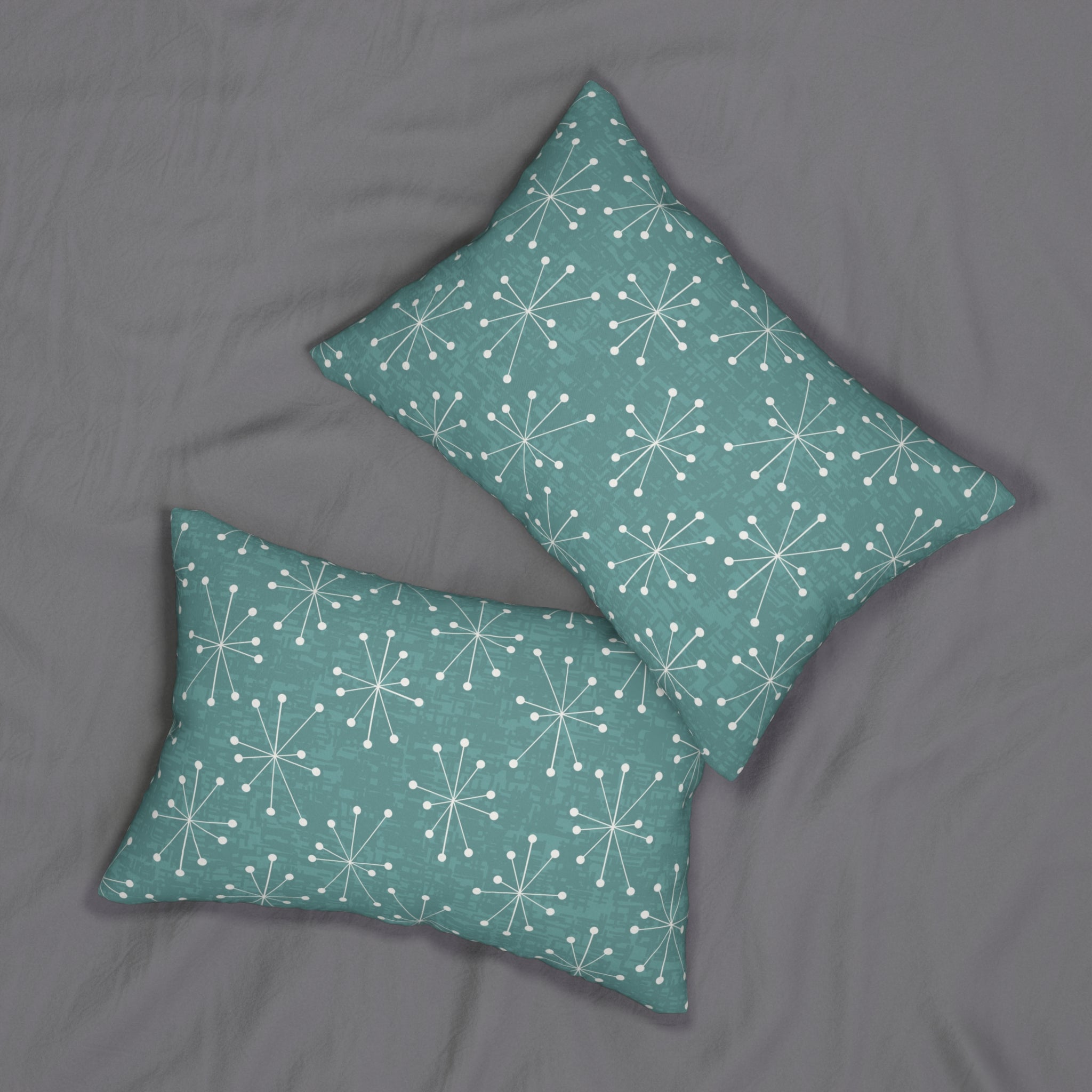 Kate McEnroe New York Mid Century Modern Starburst Lumbar Pillow, Retro Teal Accent Cushion, Atomic Era Home DecorLumbar Pillows29944900631783871241