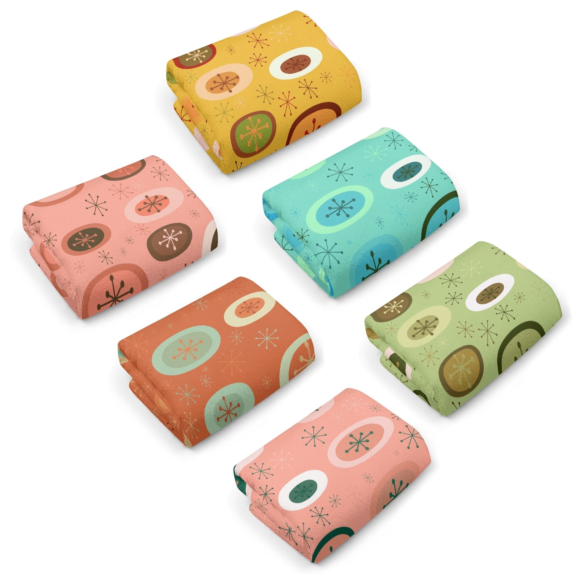 Kate McEnroe New York Mid Century Modern Starburst Orb Hand Towels, Retro Atomic Age Bathroom Decor, 50s Kitsch Towel SetHand TowelsNRQ5GK1Y - 1