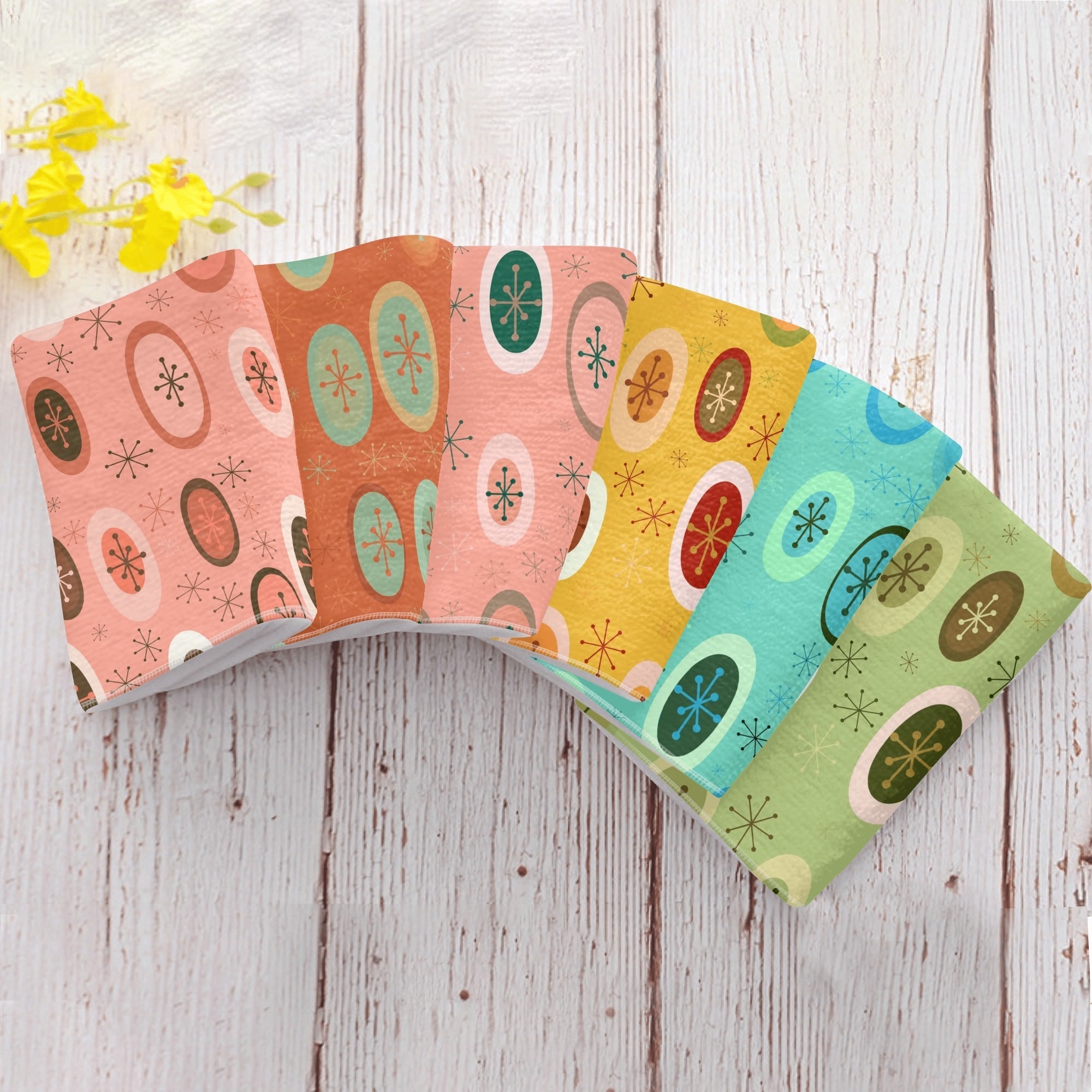 Kate McEnroe New York Mid Century Modern Starburst Orb Hand Towels, Retro Atomic Age Bathroom Decor, 50s Kitsch Towel SetHand TowelsNRQ5GK1Y - 1