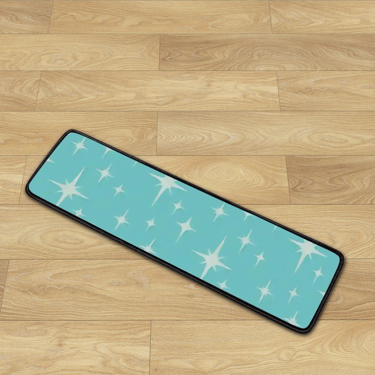 Kate McEnroe New York Mid Century Modern Starburst Stair Treads, Retro Aqua Non - Slip Step CoversStair TreadsU8hMDCJ7Sb