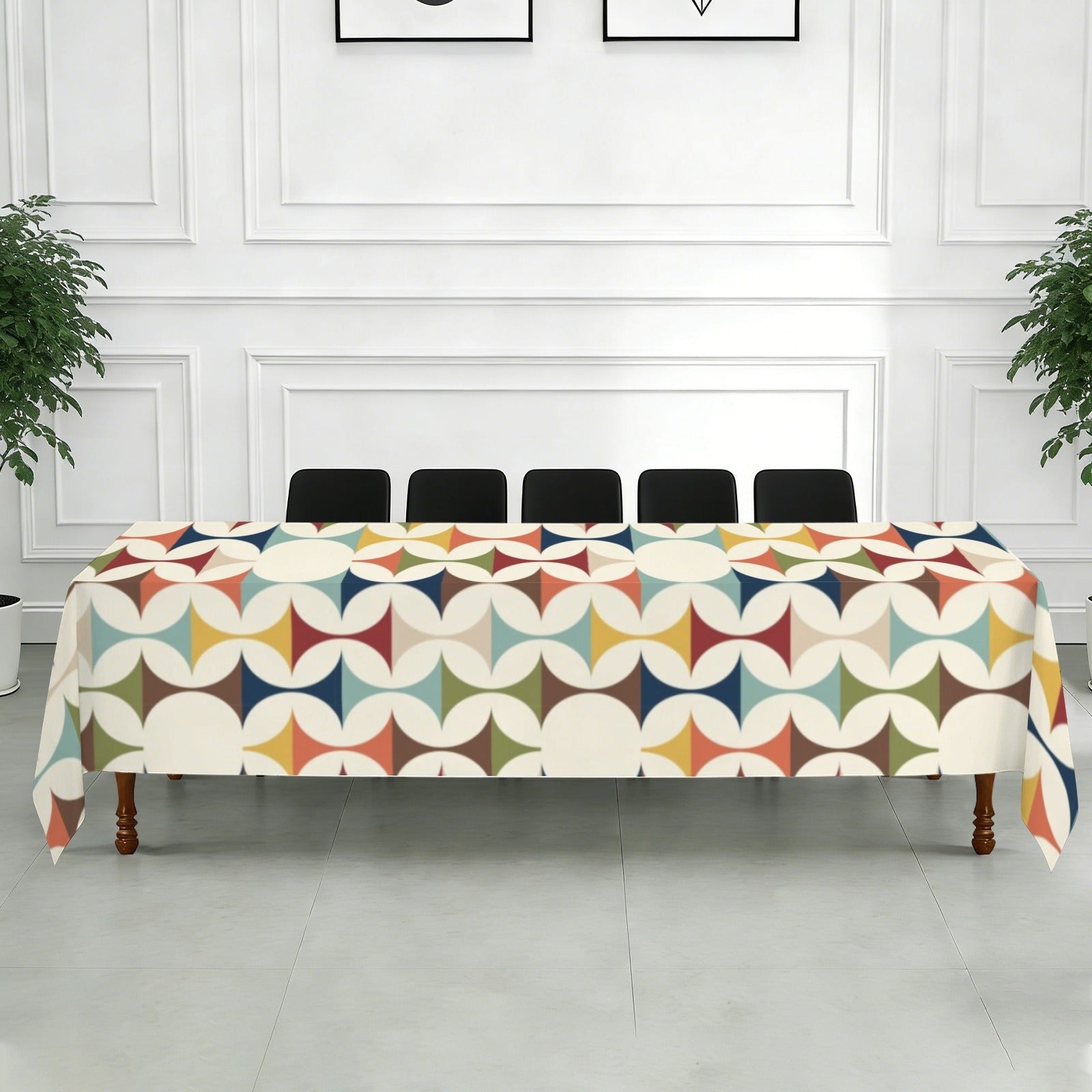 Kate McEnroe New York Mid Century Modern Tablecloth Scandinavian Danish Retro Geometric LinenTableclothsD3274682