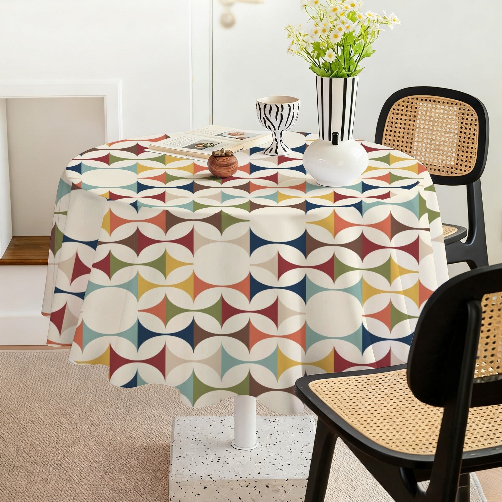 Kate McEnroe New York Mid Century Modern Tablecloth Scandinavian Danish Retro Geometric LinenTableclothsD3274682