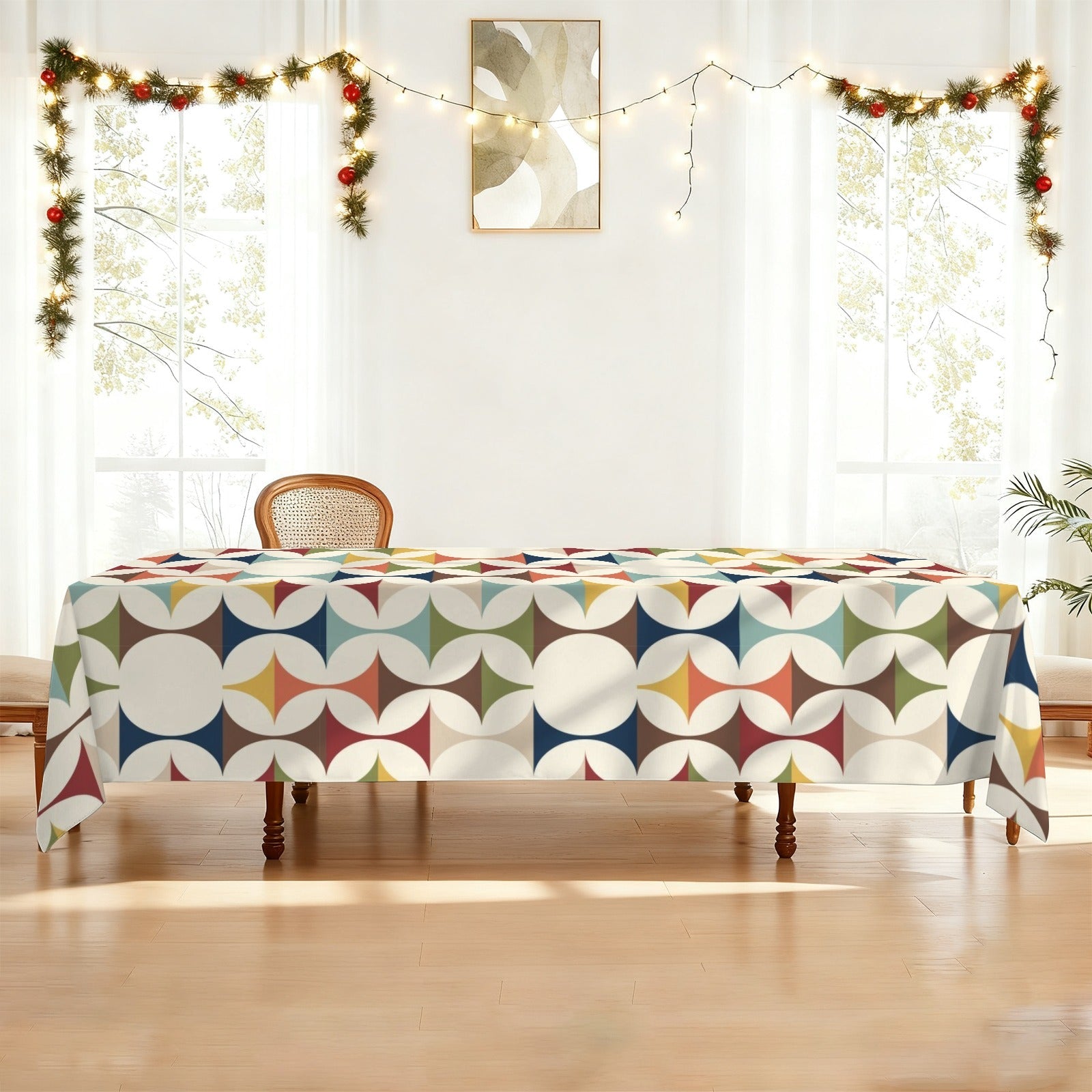Kate McEnroe New York Mid Century Modern Tablecloth Scandinavian Danish Retro Geometric LinenTableclothsD3274682