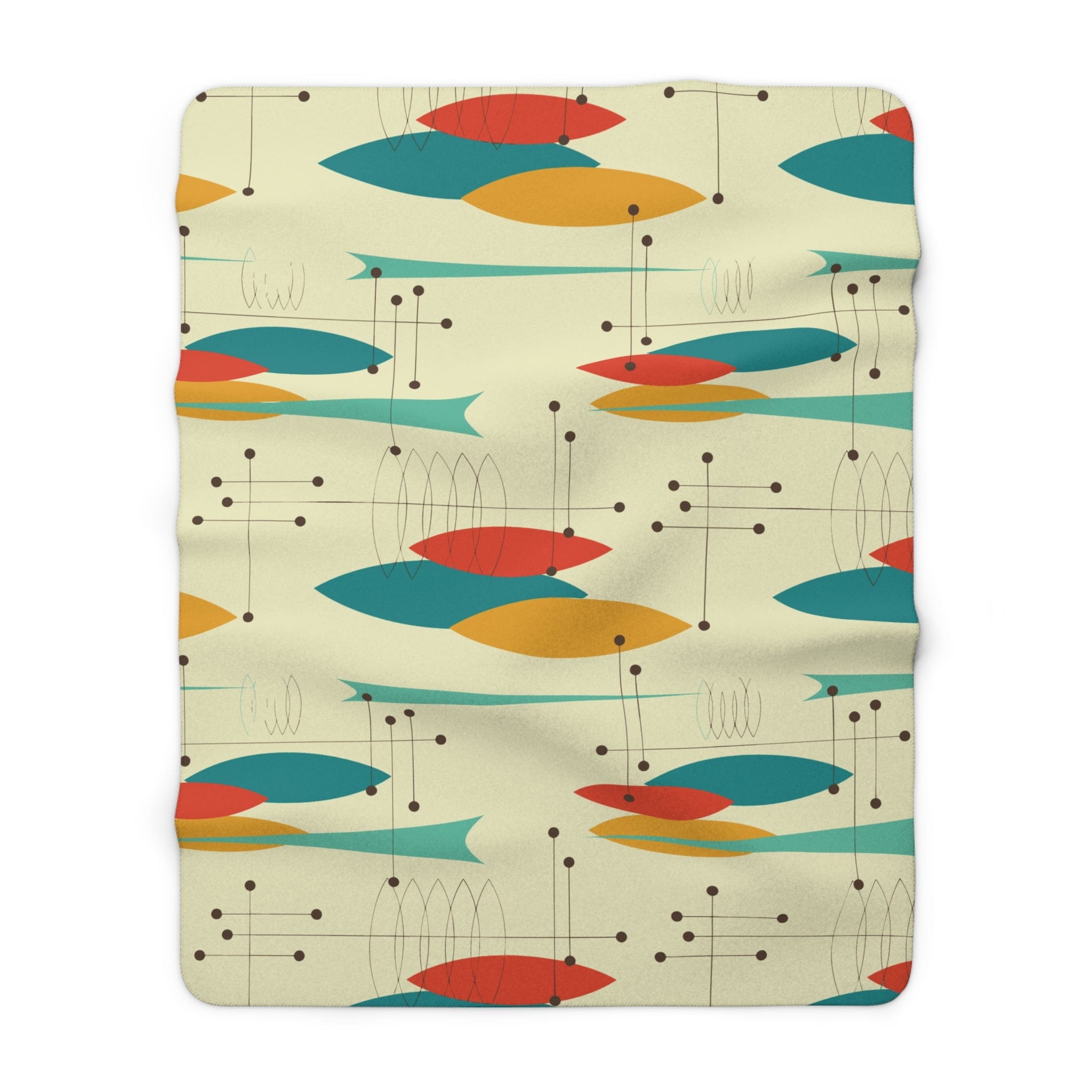 Kate McEnroe New York Mid Century Modern Throw, Atomic Design Cozy Sherpa Fleece Blanket, Retro Living Decor, Colorful Sofa AccentBlankets23101653155192272563