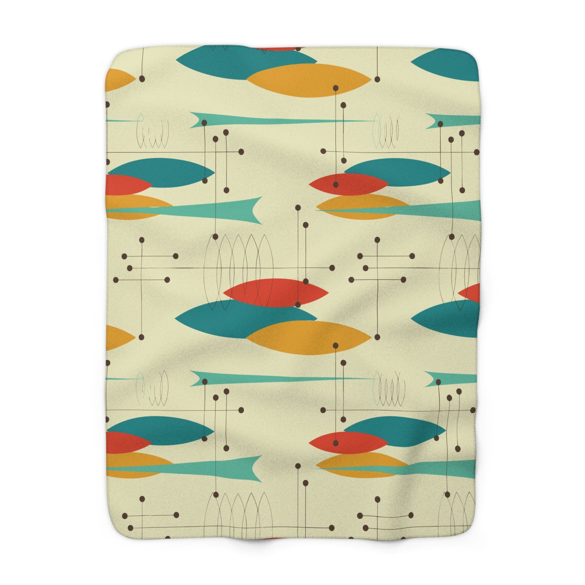 Kate McEnroe New York Mid Century Modern Throw, Atomic Design Cozy Sherpa Fleece Blanket, Retro Living Decor, Colorful Sofa AccentBlankets23257126767488953670