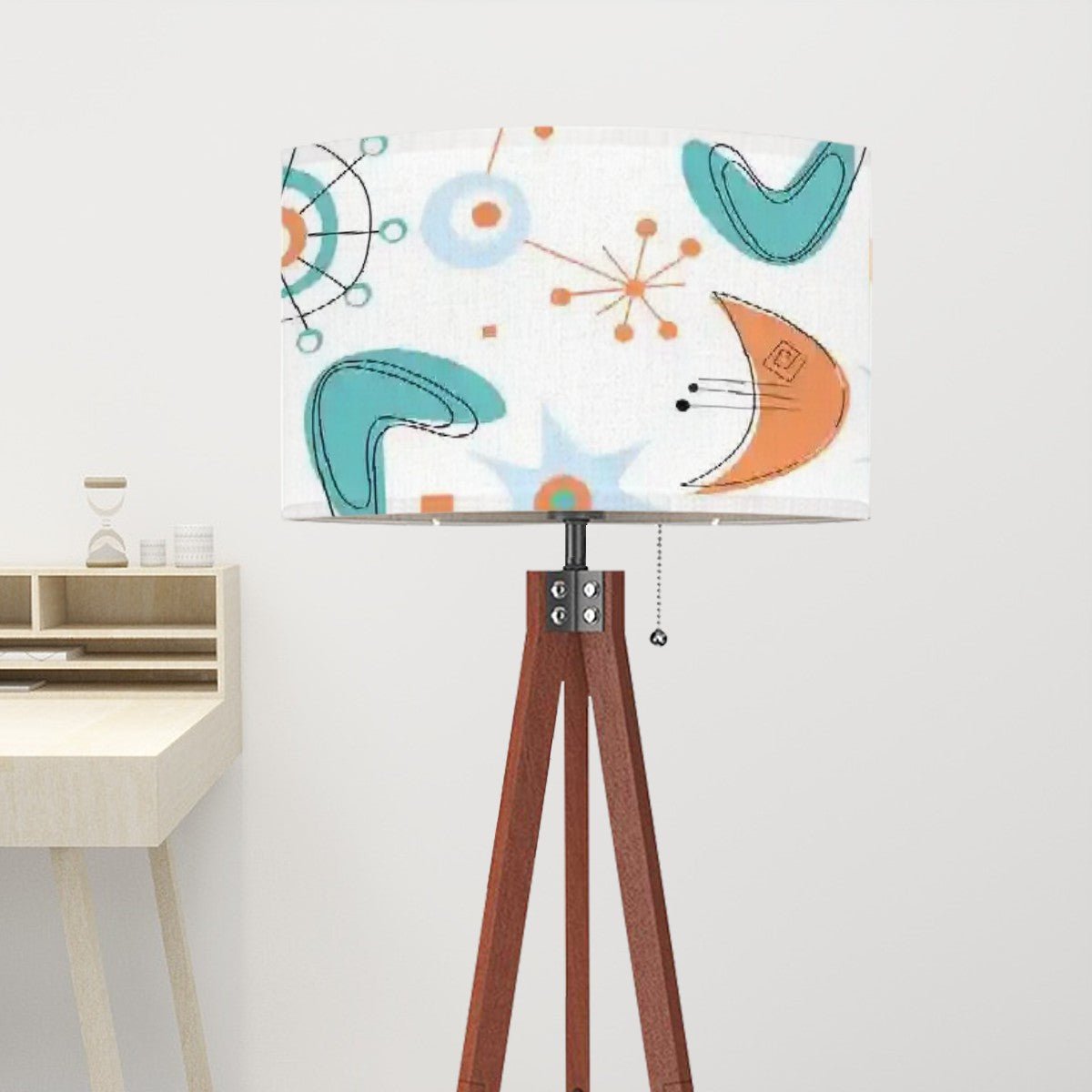 Kate McEnroe New York Mid Century Modern Tripod Floor Lamp, Retro 50s Atomic Style, MCM Boomerang Starburst Shade, Vintage Accent LightingFloor LampswqQrRzSpm4