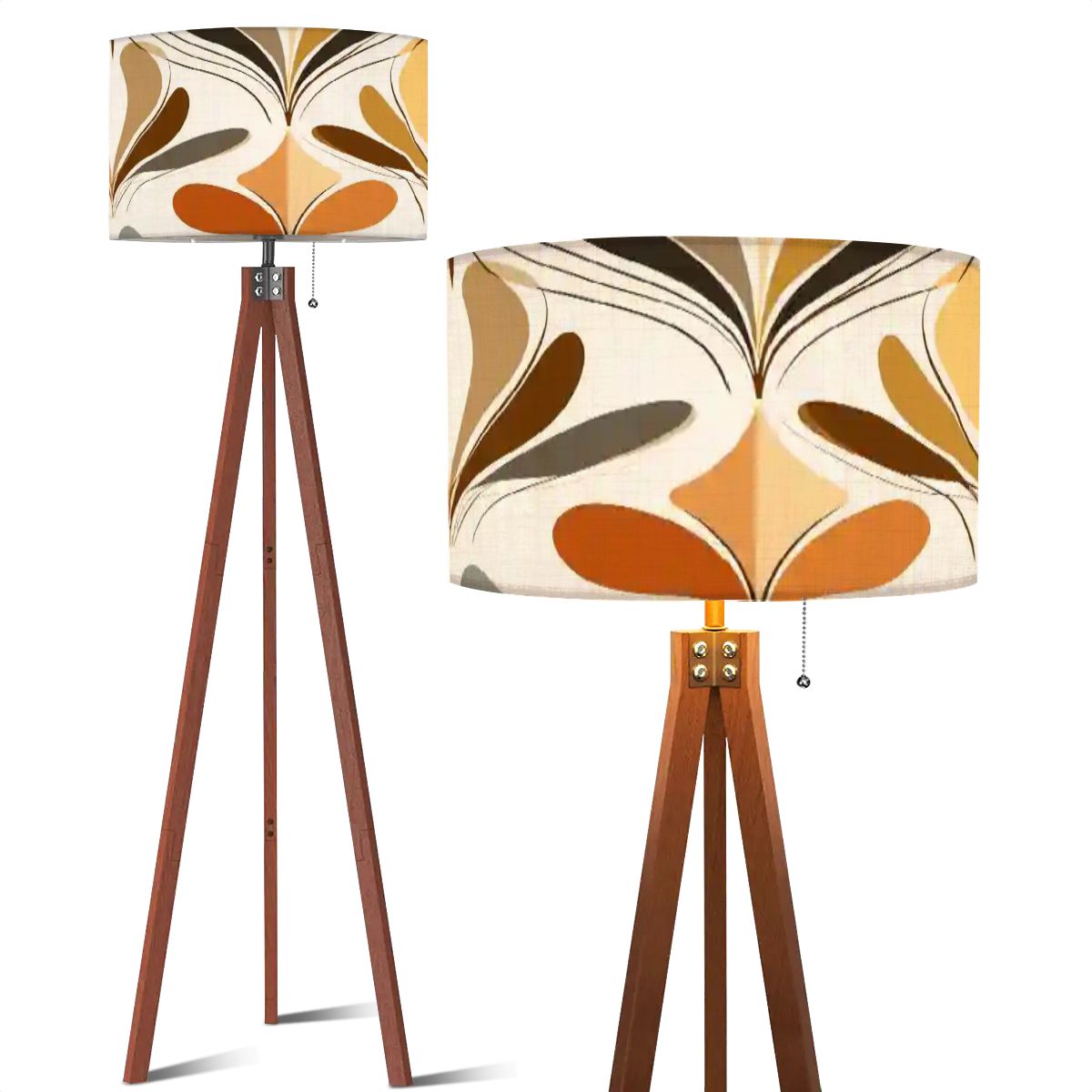 Kate McEnroe New York Mid Century Modern Tripod Floor Lamp, Retro 70s Danish Floral Accent LightingTripod Floor LampsBd7wDZiuE4