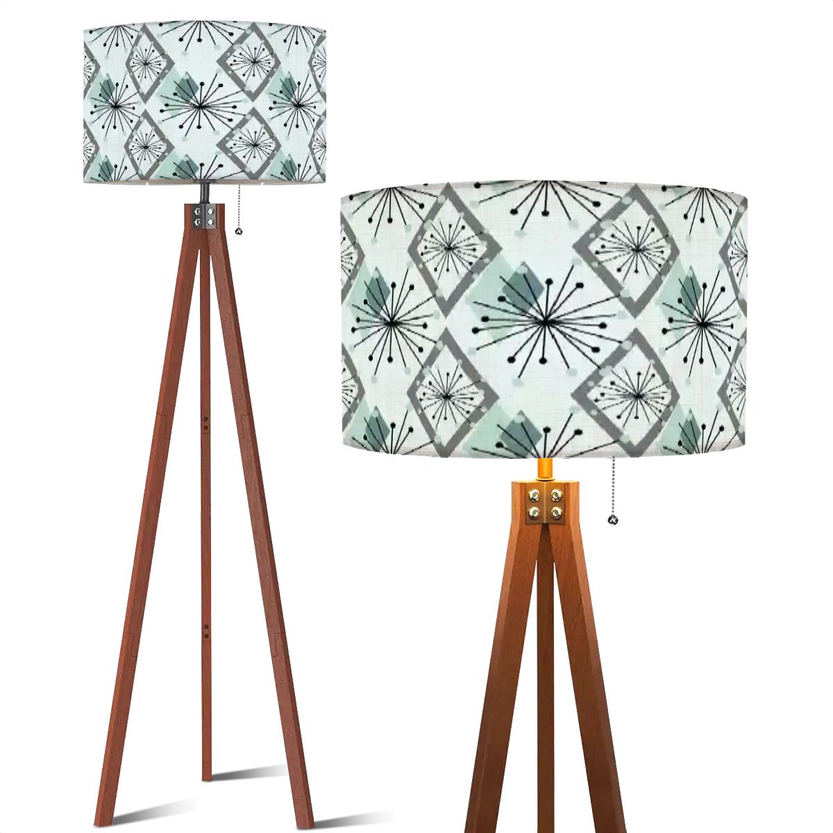 Kate McEnroe New York Mid Century Modern Tripod Floor Lamp, Retro Diamond Starburst ShadeTripod Floor Lamps4k49mWDAAo