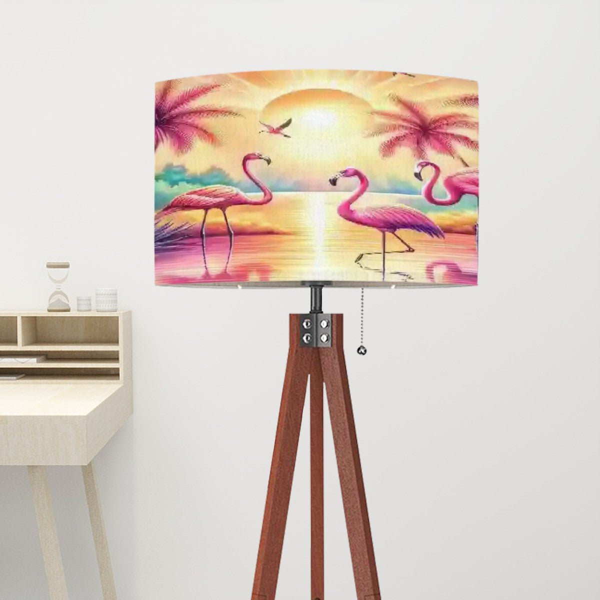 Kate McEnroe New York Mid Century Modern Tropical Flamingo Tripod Floor Lamp, Sunset Linen Drum Shade, Retro Accent Living Room, Bedroom, Office LampFloor Lamps2zU9B41dpf