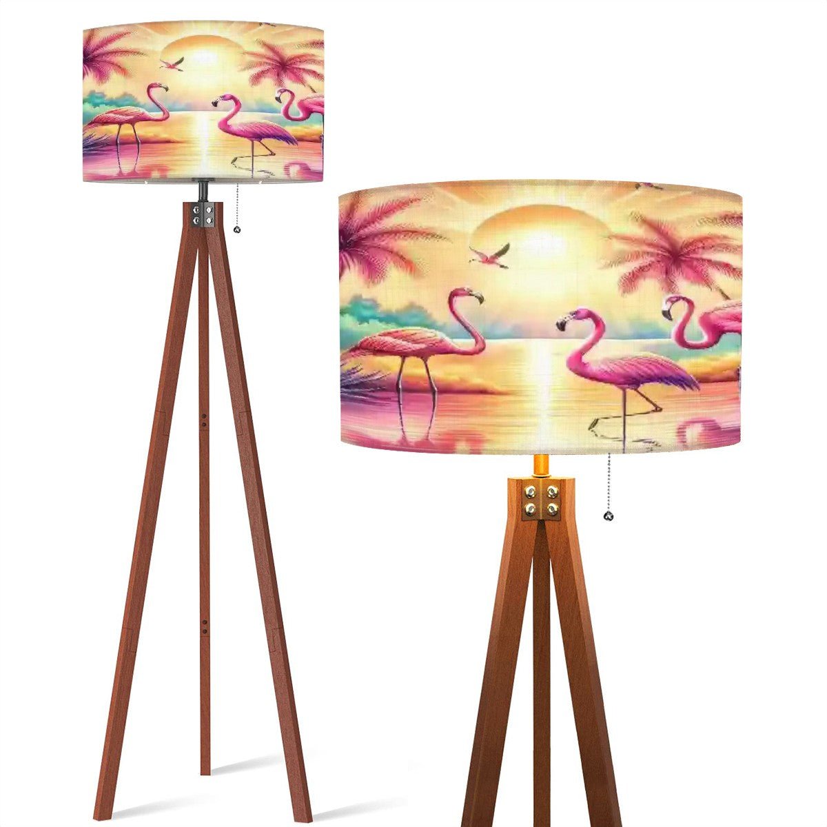Kate McEnroe New York Mid Century Modern Tropical Flamingo Tripod Floor Lamp, Sunset Linen Drum Shade, Retro Accent Living Room, Bedroom, Office LampFloor Lamps2zU9B41dpf