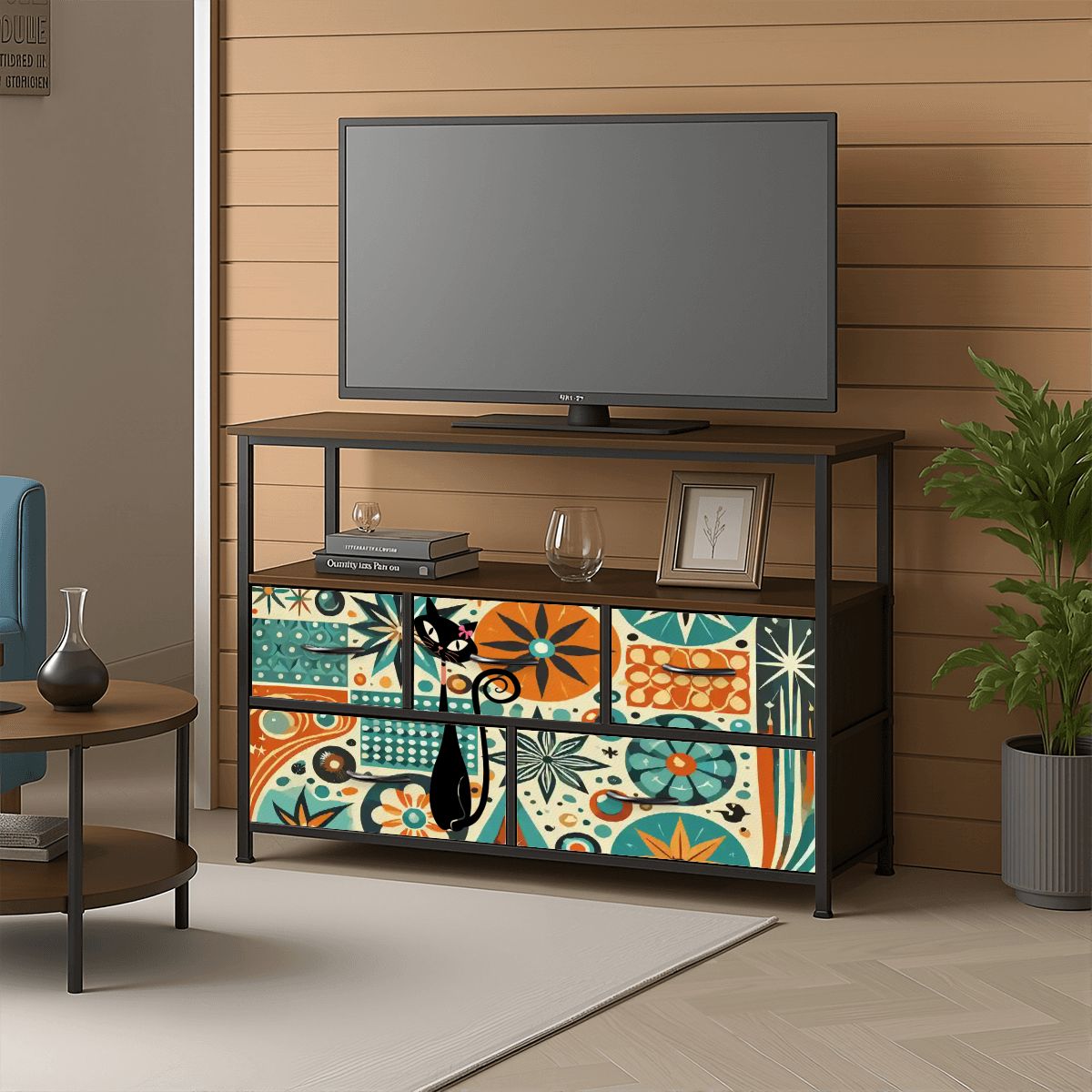 Kate McEnroe New York Mid Century Modern TV Stand Atomic Cat Retro Media Console StorageTV StandsXXAasuxamf