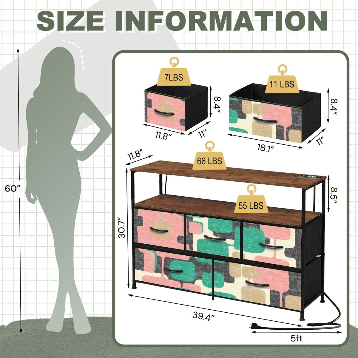 Kate McEnroe New York Mid Century Modern TV Stand, Retro Geometric 5 Drawer ConsoleTV StandsiWMkpROmtB