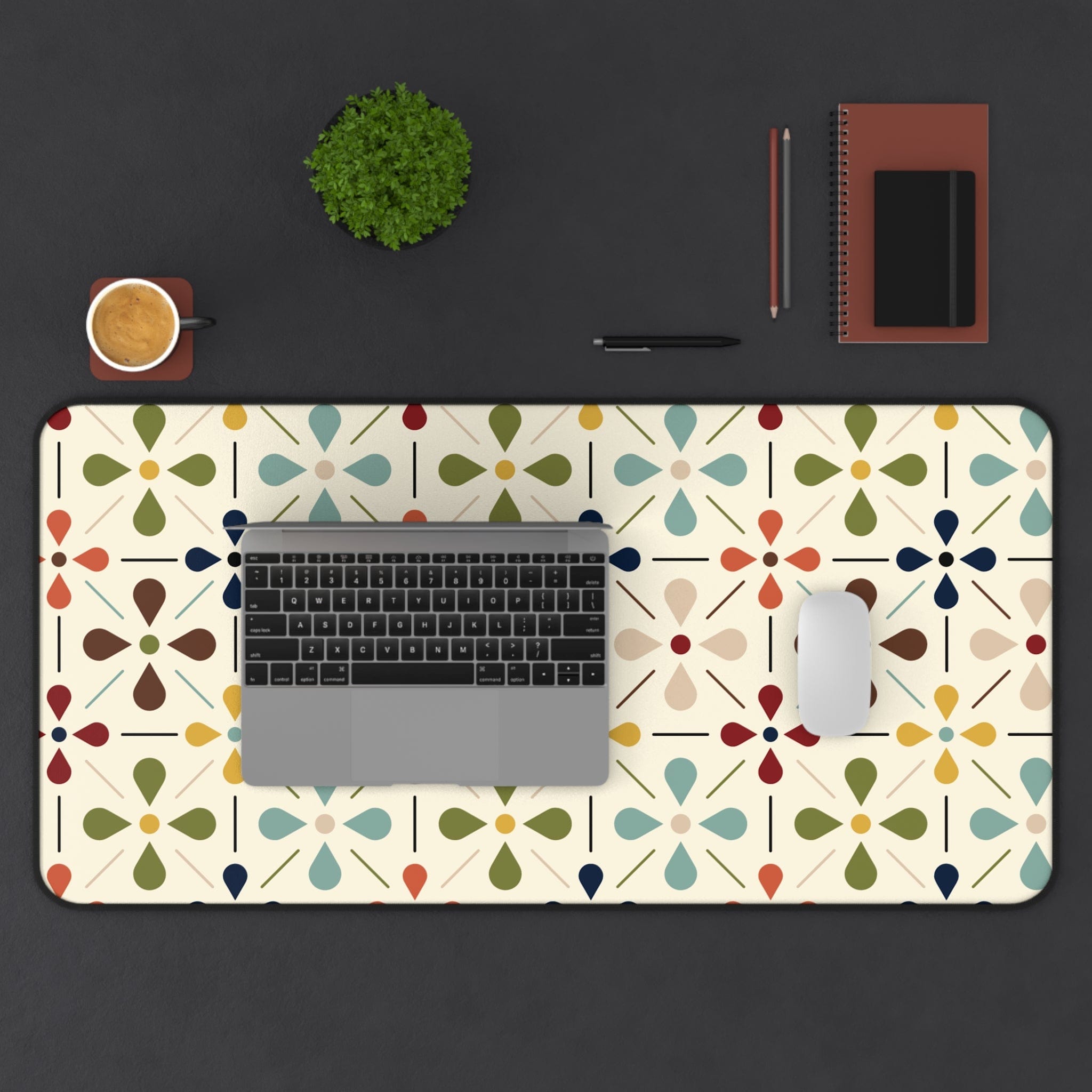 Kate McEnroe New York Mid Century Modern Whimsical Floral Desk Mat, Retro MCM Office Pad, Vintage Scandinavian Flower WorkstationDesk Pads21918865262638417376