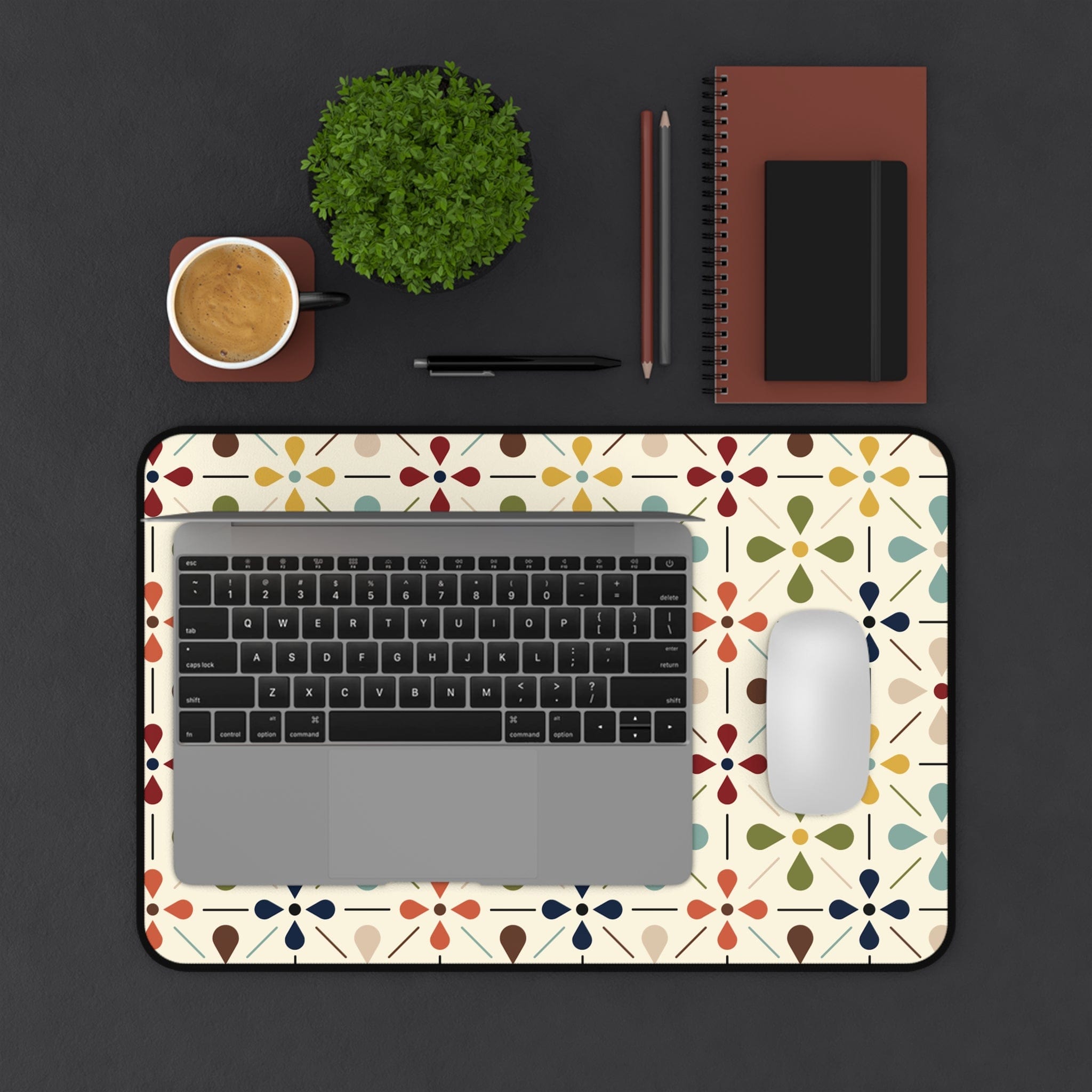 Kate McEnroe New York Mid Century Modern Whimsical Floral Desk Mat, Retro MCM Office Pad, Vintage Scandinavian Flower WorkstationDesk Pads65375485040692480065