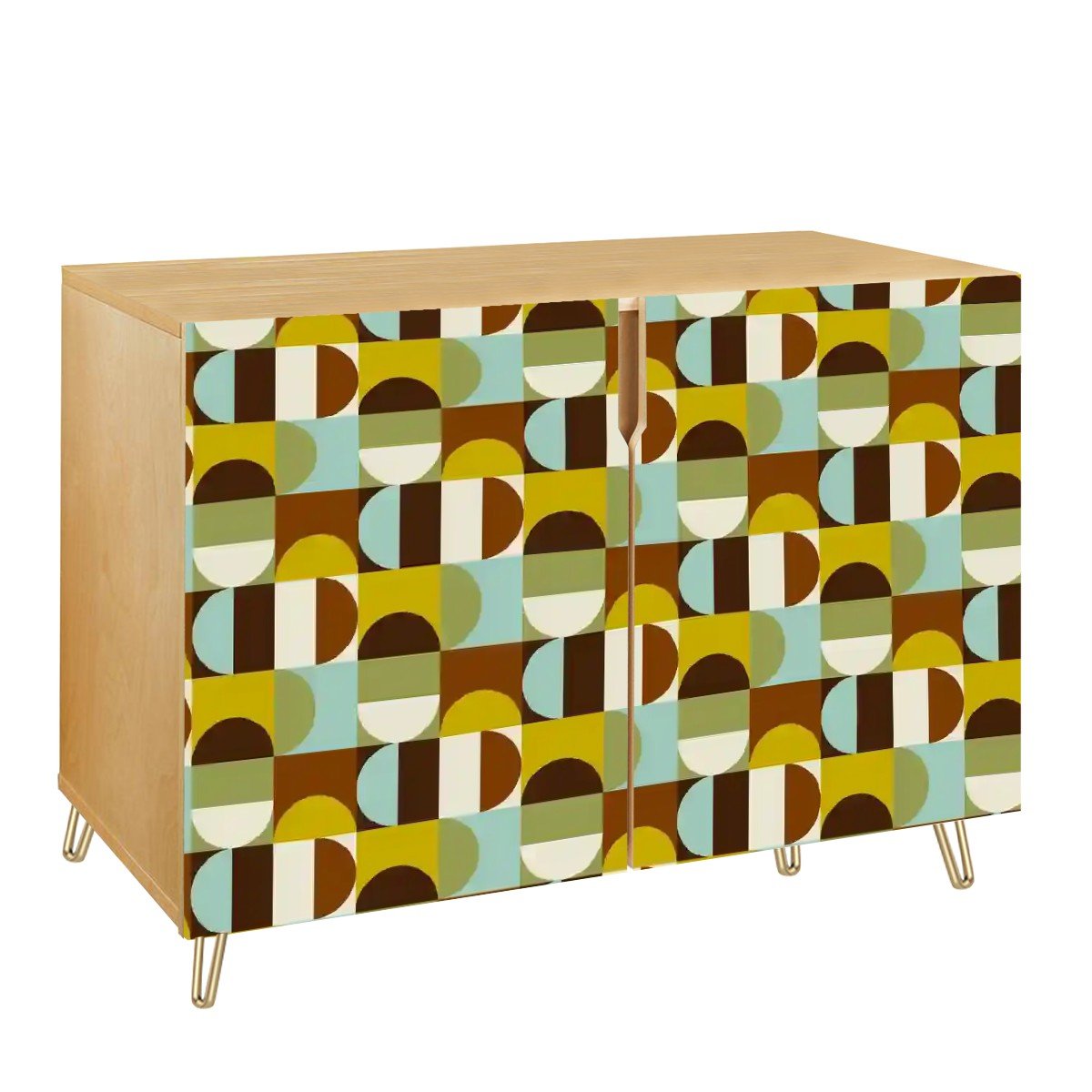 Kate McEnroe New York Mid Century Modern Wooden Storage Cabinet, Retro Geometric Sideboard, MCM Home Decor OrganizerStorage Cabinets025O9TkcQC
