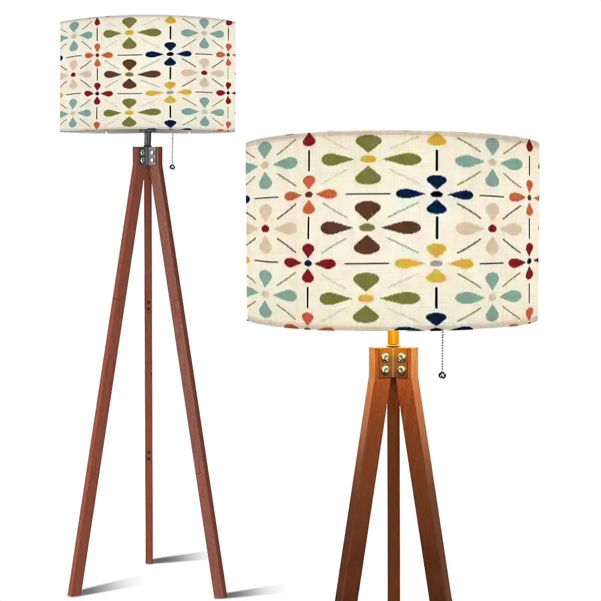 Kate McEnroe New York Mid Century Scandinavian Floral Wood Tripod Floor LampTripod Floor LampsOesmTbC79l