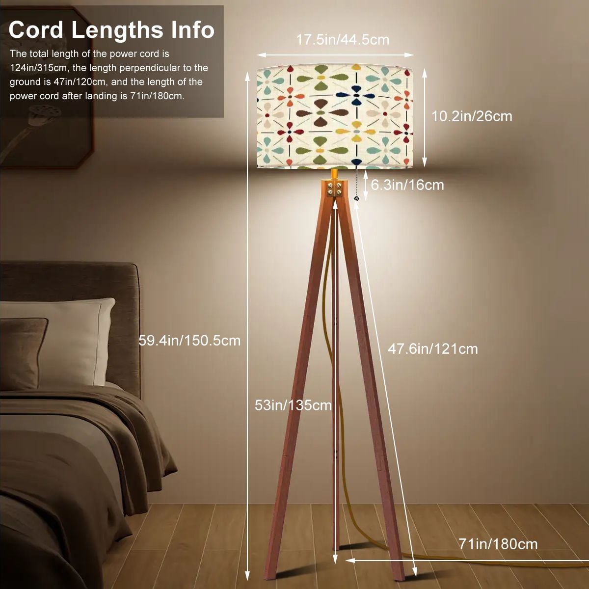 Kate McEnroe New York Mid Century Scandinavian Floral Wood Tripod Floor LampTripod Floor LampsOesmTbC79l