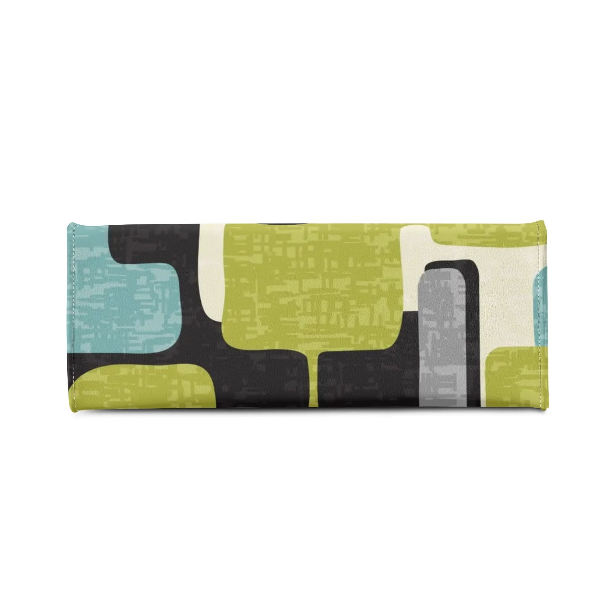 Kate McEnroe New York Mid Mod Atomic Cat Abstract Block Satchel, Retro Teal, Lime Green, Gray MCM Geometric Handbag, Vintage 60s Style PurseHandbagsWJ2E3QRW - 1