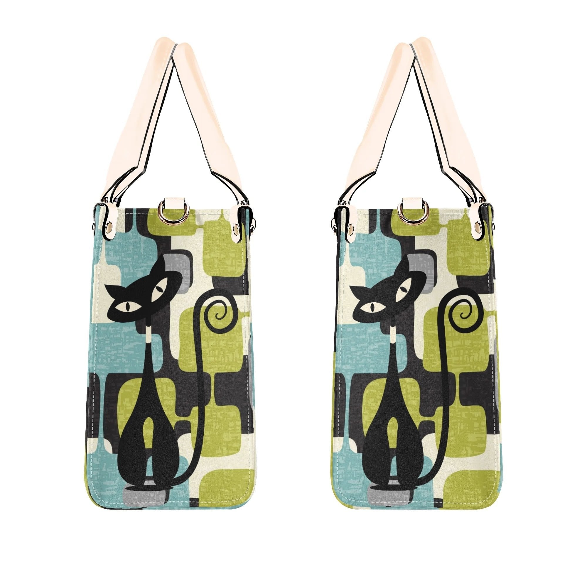 Kate McEnroe New York Mid Mod Atomic Cat Abstract Block Satchel, Retro Teal, Lime Green, Gray MCM Geometric Handbag, Vintage 60s Style PurseHandbagsWJ2E3QRW - 1