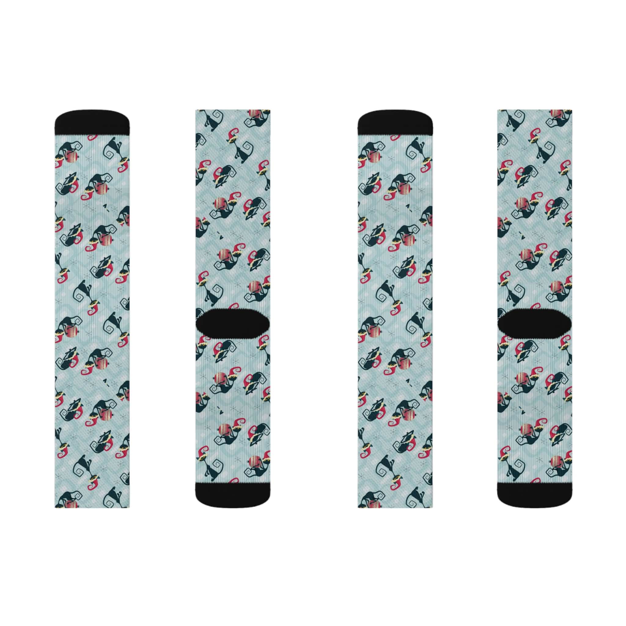 Kate McEnroe New York Mid Mod Atomic Cat Retro Christmas Cozy Crew Length Socks, Fleece Lined, Ribbed Tubes, Cushioned Bottoms, Holiday Gifts, Stocking StuffersSocks88455601981600735697