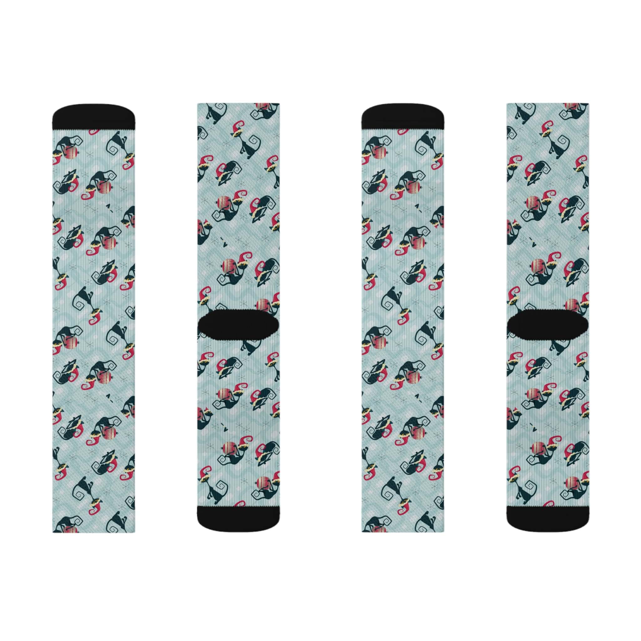 Kate McEnroe New York Mid Mod Atomic Cat Retro Christmas Cozy Crew Length Socks, Fleece Lined, Ribbed Tubes, Cushioned Bottoms, Holiday Gifts, Stocking StuffersSocks88455601981600735697